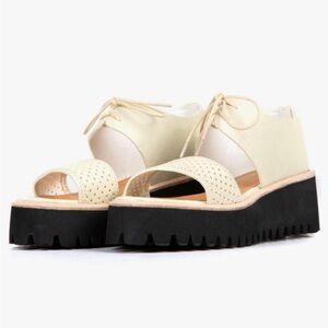 ALL BLACK footwear Perforated Flatform Band Lace-Up Sandal 8-38 Anthropologie